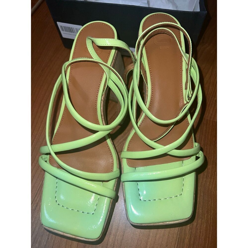 8 by YOOX CORK HEEL SANDALS Size EU 40 US 10 Acid Green - Picture 7 of 12